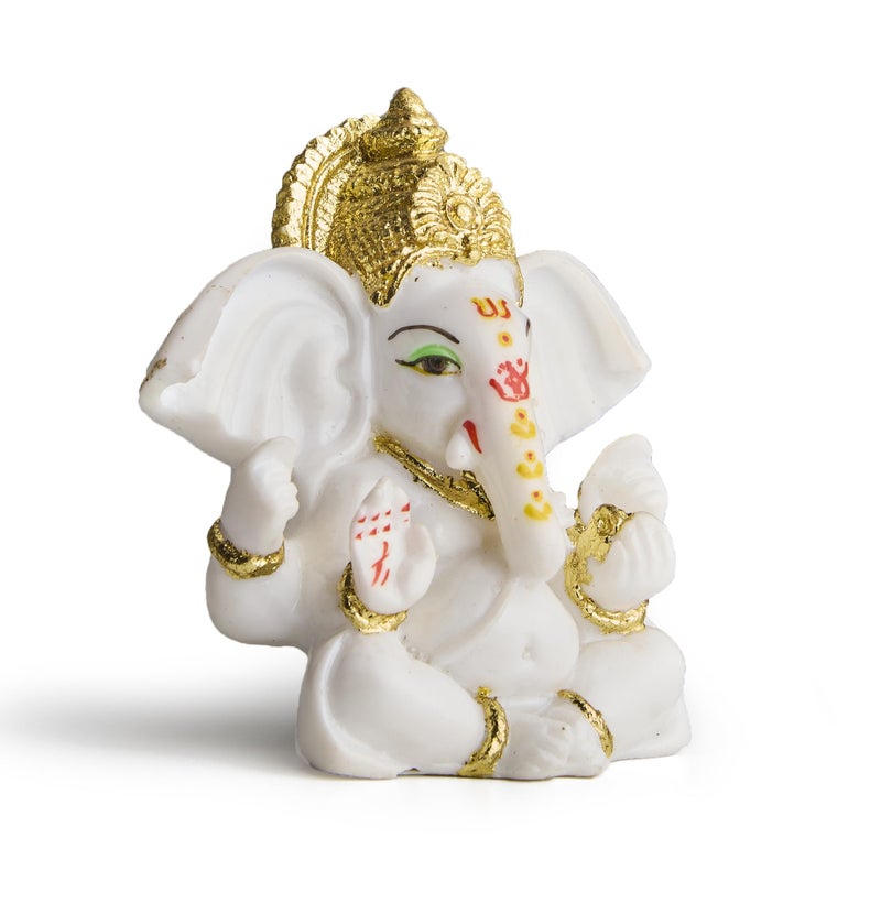ESPLANADE Resin Ganesh Murti for Car Dashboard Ganesha Idol for Home Temple & Office Desk Décor, Ganpati Miniature Statue for Mandir (3.7" Inches) - Image 4