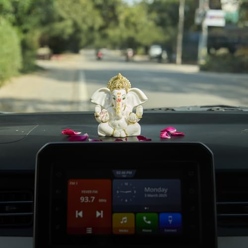 ESPLANADE Resin Ganesh Murti for Car Dashboard Ganesha Idol for Home Temple & Office Desk Décor, Ganpati Miniature Statue for Mandir (3.7" Inches) - Image 2