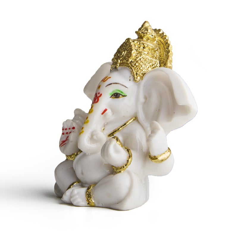ESPLANADE Resin Ganesh Murti for Car Dashboard Ganesha Idol for Home Temple & Office Desk Décor, Ganpati Miniature Statue for Mandir (3.7" Inches) - Image 5