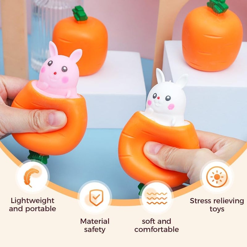 Ylahdent Easter Basket Essentials, Pop Up Carrot Bunny, Carrot Rabbit Funny Novelty Toy, Easter Carrot Rabbit Squeeze Pop Up Toy (2PCS) - Image 3