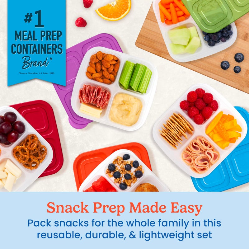Bentgo Easyboxes 4-Compartment Snack Containers - 20-Piece Set with 10 Trays & 10 Custom-Fit Lids to Seal in Freshness - Reusable Food Storage & Meal Prep Bento BPA-Free Containers (Classic) - Image 2