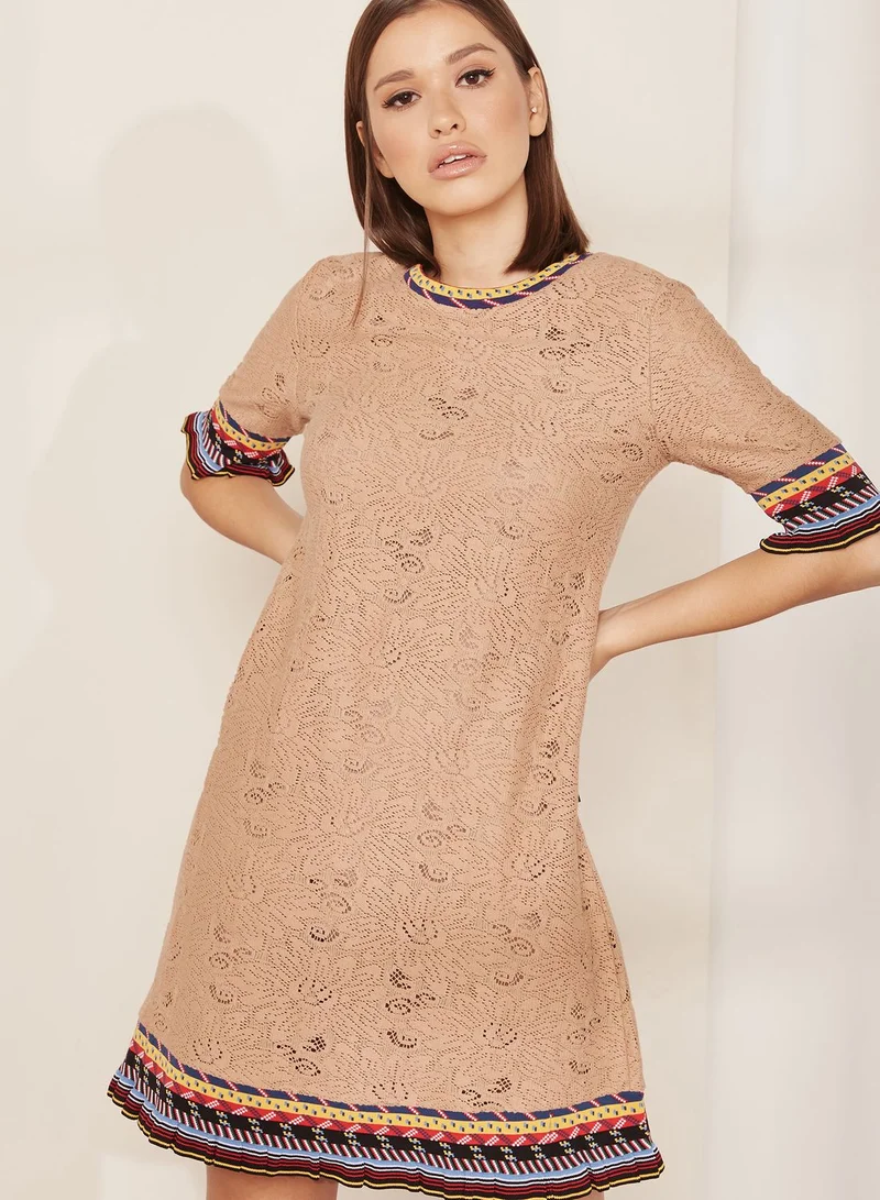 Love Moschino Contrast Trim Crochet Shift Dress