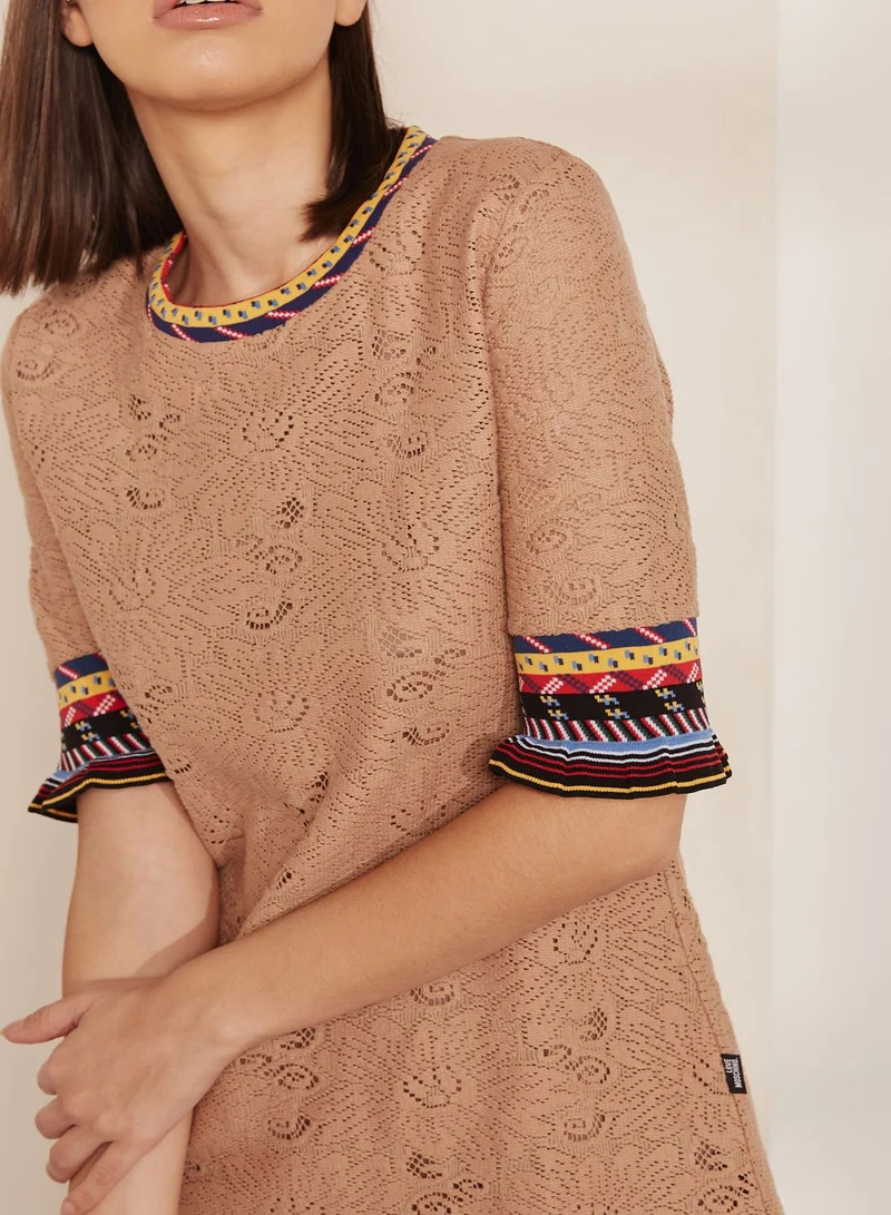 Love Moschino Contrast Trim Crochet Shift Dress