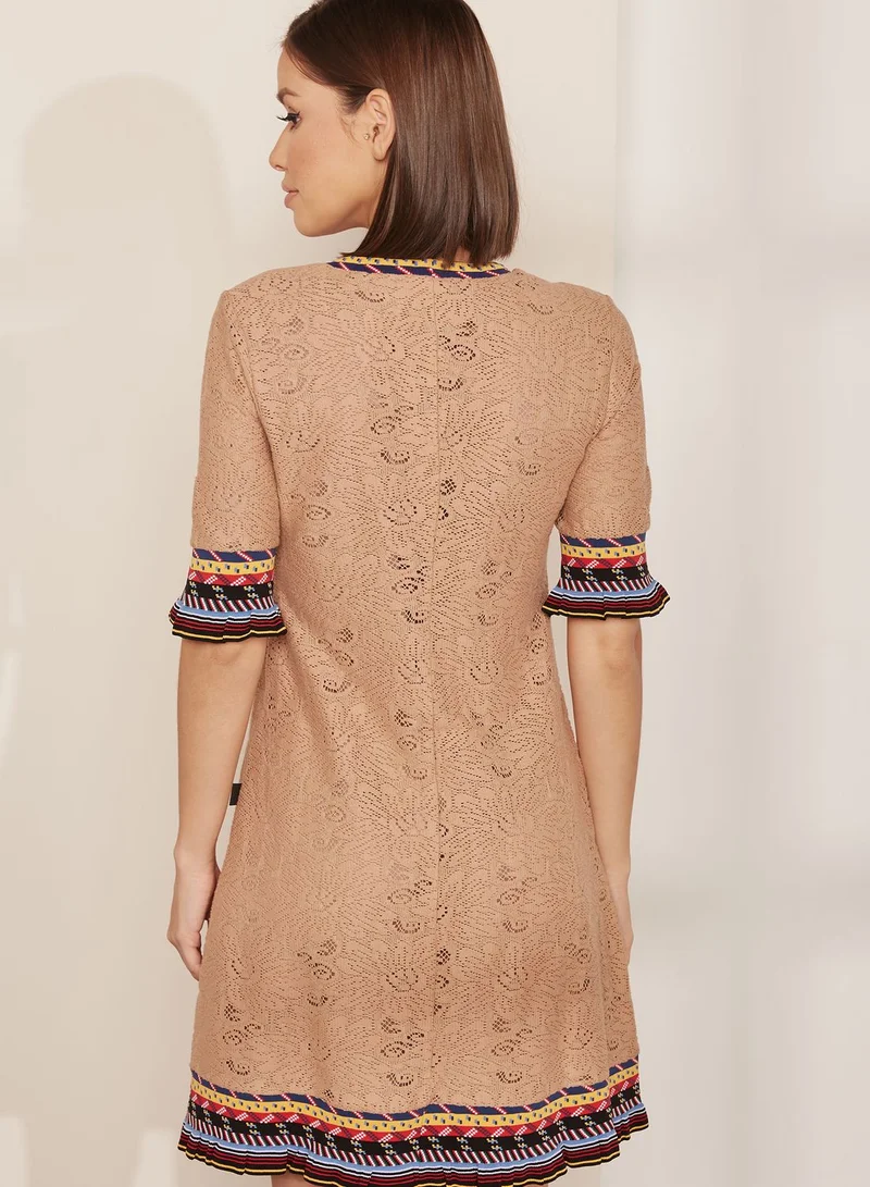 Love Moschino Contrast Trim Crochet Shift Dress