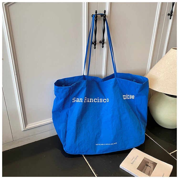 Korean Style New Tote Bag Ins Simple Letter Print Large Capacity Handbag Commuter Casual Versatile Shoulder Bag - Image 3