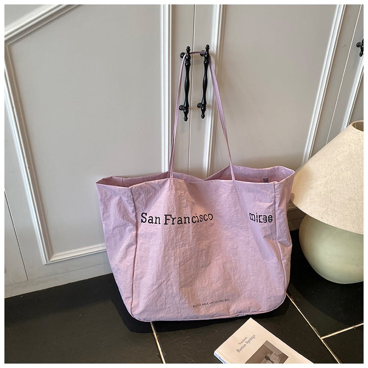 Korean Style New Tote Bag Ins Simple Letter Print Large Capacity Handbag Commuter Casual Versatile Shoulder Bag - Image 2