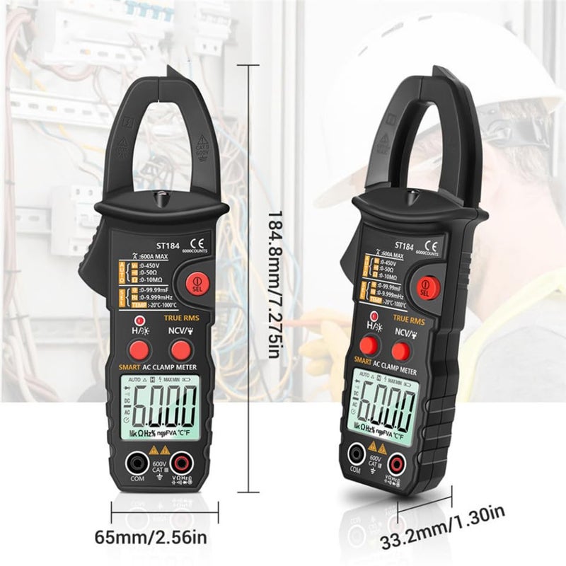 Digital Clamp Multimeter ST184 AC DC Voltage Current Tester Electrical Ammeter - Image 3