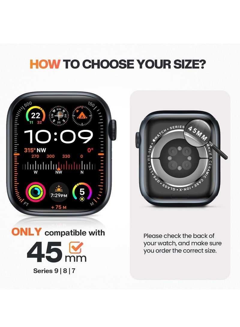 DUSALA Waterproof Screen Protector Case Compatible for Apple Watch Series 9 8 7 45mm Hard Bumper with Tempered Glass for iWatch Cover 45 mm - Image 2