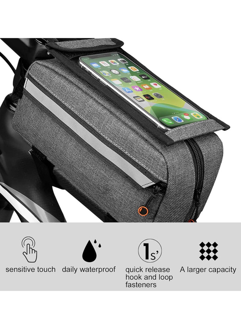 GGOOT Bike Top Tube Front Frame Bag, Multifunction Bike Phone Holder Bag Outdoor Front Beam Large Capacity Pipe Pouch Cycling - Image 4