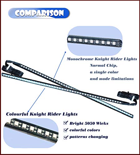 YSY 1set 23.3 inch RGB Knight Rider lights 48 5050 SMD Scanning Knight Rider Light Bar Strip W/Remote Control Turn Signal Third Brake Light M (RGB) - Image 2