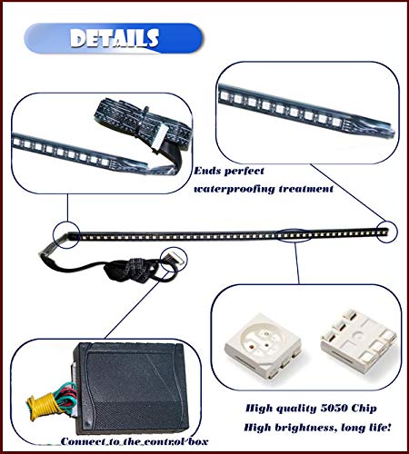 YSY 1set 23.3 inch RGB Knight Rider lights 48 5050 SMD Scanning Knight Rider Light Bar Strip W/Remote Control Turn Signal Third Brake Light M (RGB) - Image 3