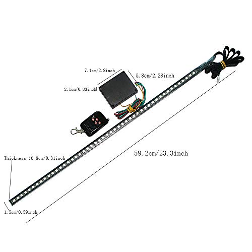 YSY 1set 23.3 inch RGB Knight Rider lights 48 5050 SMD Scanning Knight Rider Light Bar Strip W/Remote Control Turn Signal Third Brake Light M (RGB) - Image 5