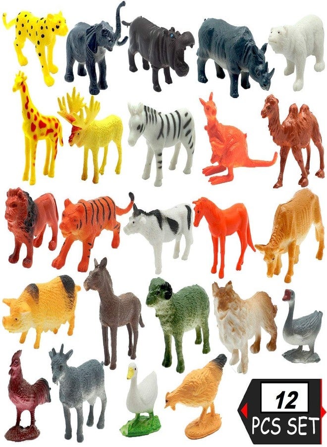 SHORO Cartoon Animal,12 Pack Mini Plastic Wild Animals Models Toys Kit, Jungle Animal Figures Set for Children Educational Toy - Image 5