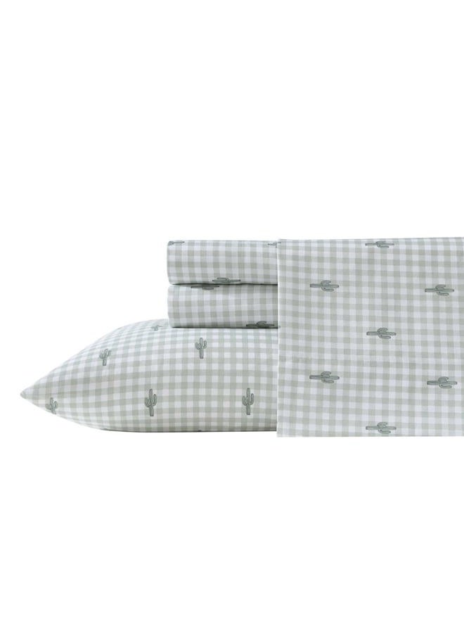 Wrangler Full Sheet Set, Super Soft & Cozy Bedding with Matching Sham(s), Casual Home Decor, Oeko-Tex Certified (Cactus Gingham Green, Full) - Image 1