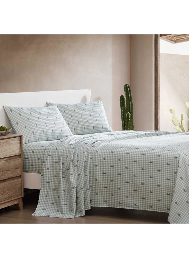 Wrangler Full Sheet Set, Super Soft & Cozy Bedding with Matching Sham(s), Casual Home Decor, Oeko-Tex Certified (Cactus Gingham Green, Full) - Image 2