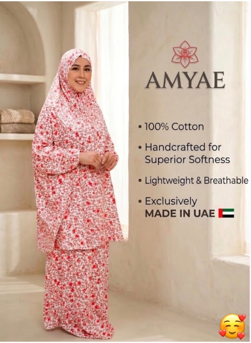 AMYAE Islamic Two-Piece Prayer Set with Sleeves for Women – Jilbab & Abaya | Ideal for Umrah and Ramadan| Random Colors & Pattern | AMYAE Collection - Image 1