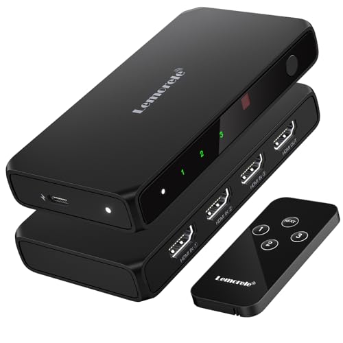 Lemorele 4K HDMI Switch, 3 in 1 Out HDMI Splitter, Triple Multiview Seamless Switcher Selector with Remote Control (Batteries not Included) - Image 1