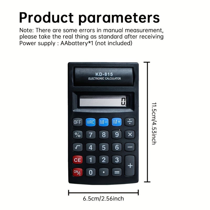 آلة حاسبة إلكترونية جيبية، 8 أرقام، لون أسود، مع وظيفة ذاكرة، تصميم مضغوط، للاستخدام في المنزل والمدرسة والتسوق والمكتب والأعمال. - Image 3
