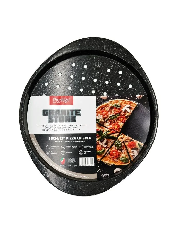 Prestige Prestige Granite  12-Inch Pizza Crisper Pan with Carbon Steel Coating for Home Oven Baking | Premium Quality Non-Stick Pizza Tray PR48777