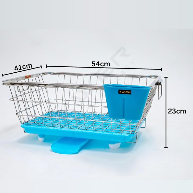 KWER Stainless Steel Utensil Basket Drainer Dish Drainer Basket with Tray for Kitchen Vessel Drainer Rack Dish Drying Rack with Tray and Cutlery Holder 43X56X24 Cm - Image 3