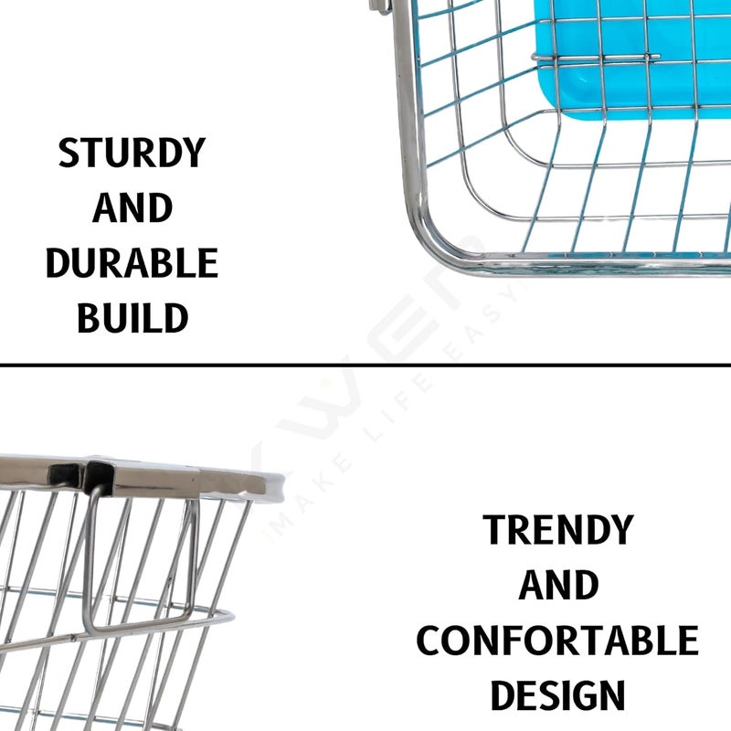 KWER Stainless Steel Utensil Basket Drainer Dish Drainer Basket with Tray for Kitchen Vessel Drainer Rack Dish Drying Rack with Tray and Cutlery Holder 43X56X24 Cm - Image 5