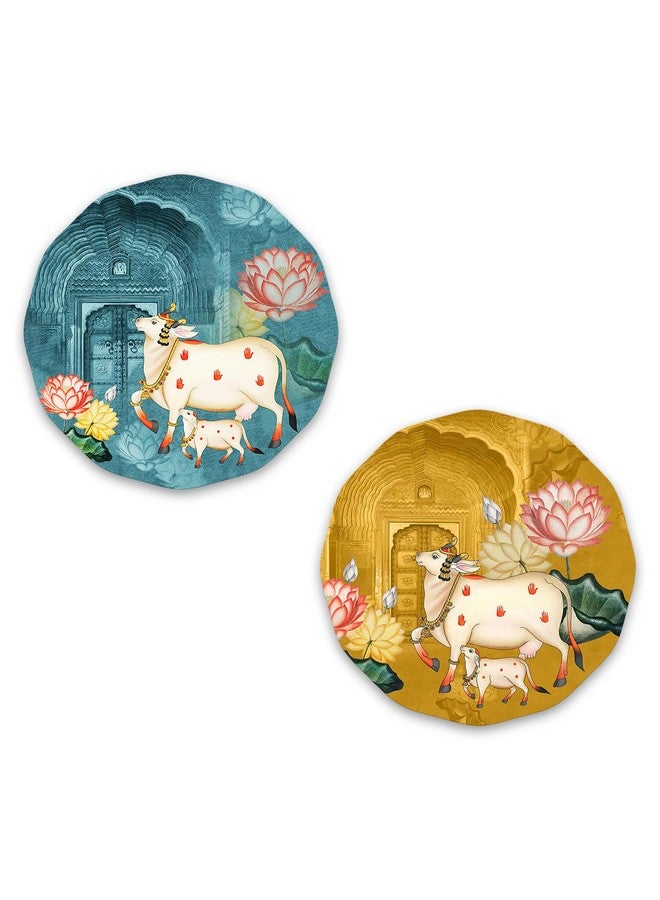 Artvibes Pichwai Round Shape Wooden Wall Hanging Decor|Modern Wall Decoration Artworks For Home|Door Hanging Designer Painting Art Item(WH_8813NN) - Image 1