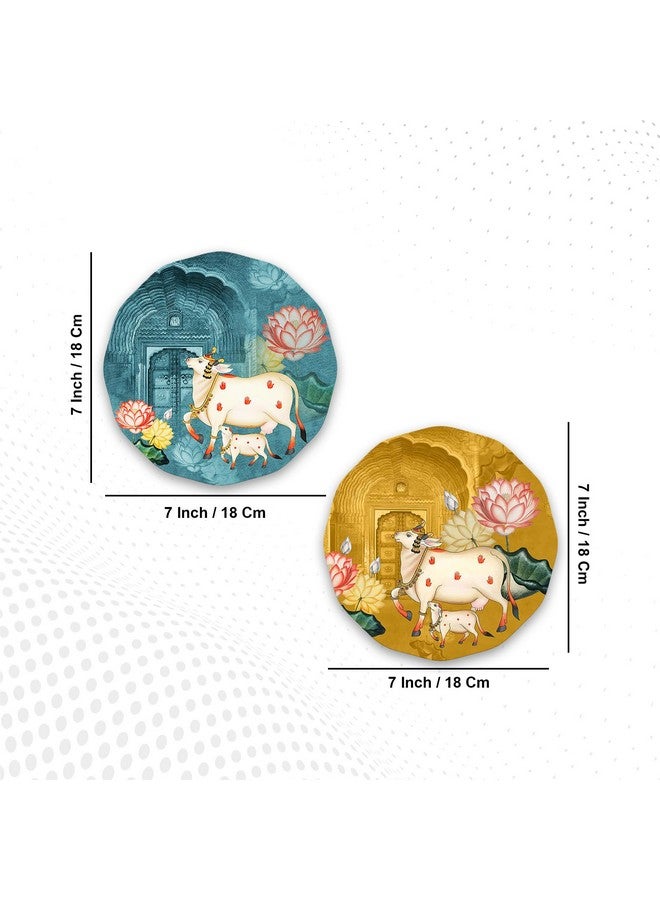 Artvibes Pichwai Round Shape Wooden Wall Hanging Decor|Modern Wall Decoration Artworks For Home|Door Hanging Designer Painting Art Item(WH_8813NN) - Image 5