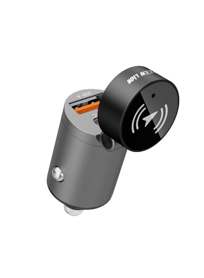 GREEN LION Tracker Dual Port Car Charger with 45 Days Standby &Heat Dissipation / Type-C , USB-A Port / PD 30W Output , QC 18W Max / Application iOS 'Find My' / Connecting Range 10m - Black - Image 3