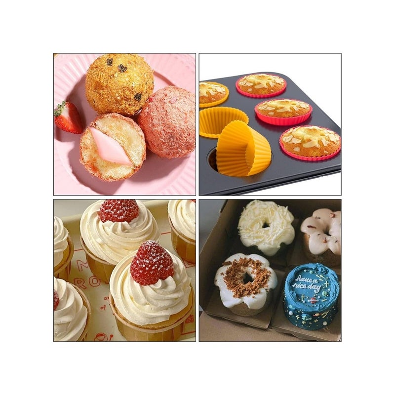 12 Cup Muffin and Cupcake Baking Pan – Reusable Non-Stick Alloy Cake Mold with 12 Colored Silicone Cups – Standard Size Cupcake Tray for Muffins, Cupcakes, Mini Cakes, Desserts and Home Kitchen Baking Supplies - Image 5