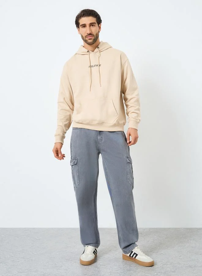 Styli Eco Earth Relaxed Fit Fleece Hoodie with Kangaroo Pocket