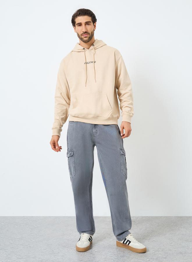 ستايلي هودي صوف بقصة مريحة بجيوب كانجارو - Image 2