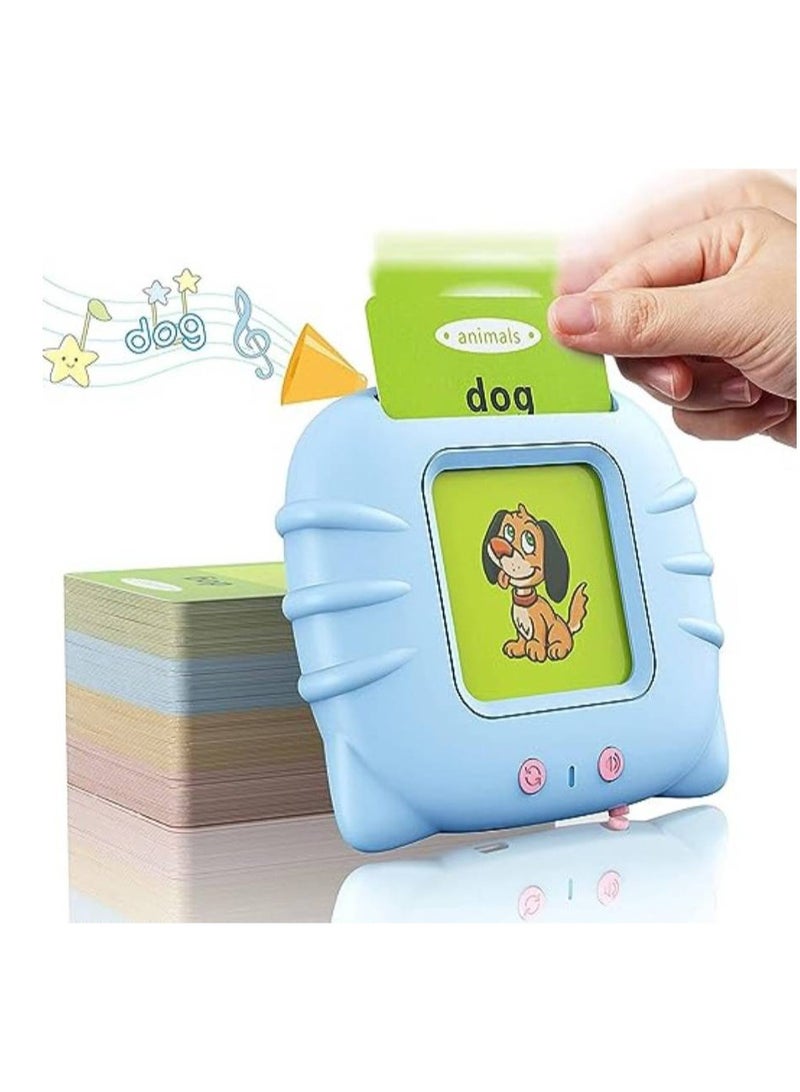 Educational Toy For Kids Listen and Learn Literacy Audible Flash Cards For Toddlers 1 2 3 4 5 6 Years Old Boys Girls Flashcards Device With 112 pcs Double Sided Cards 224 Words Blue Reader  - Image 2
