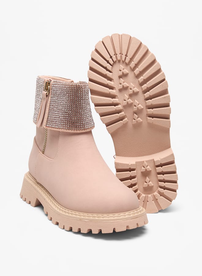 Celeste Girls Girls Embellished Ankle Boots with Zip Closure - Image 4