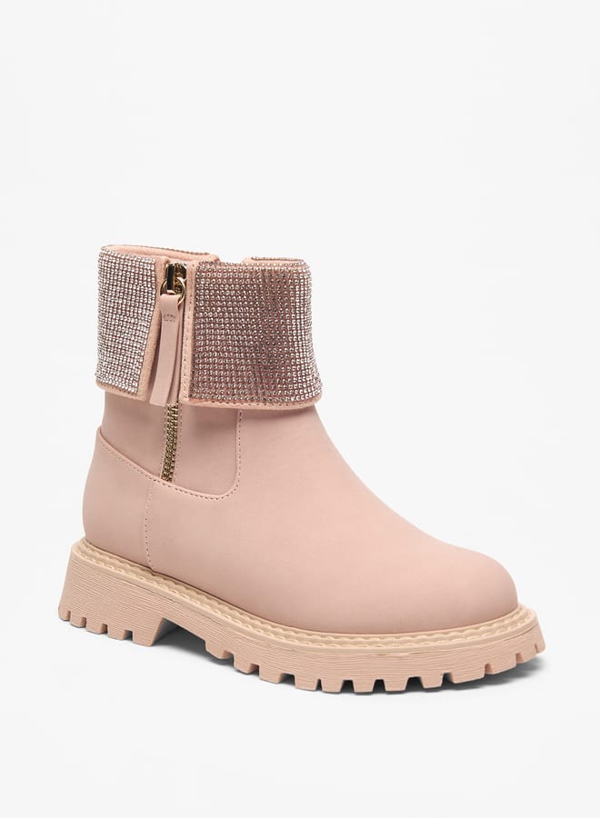 Celeste Girls Girls Embellished Ankle Boots with Zip Closure - Image 3