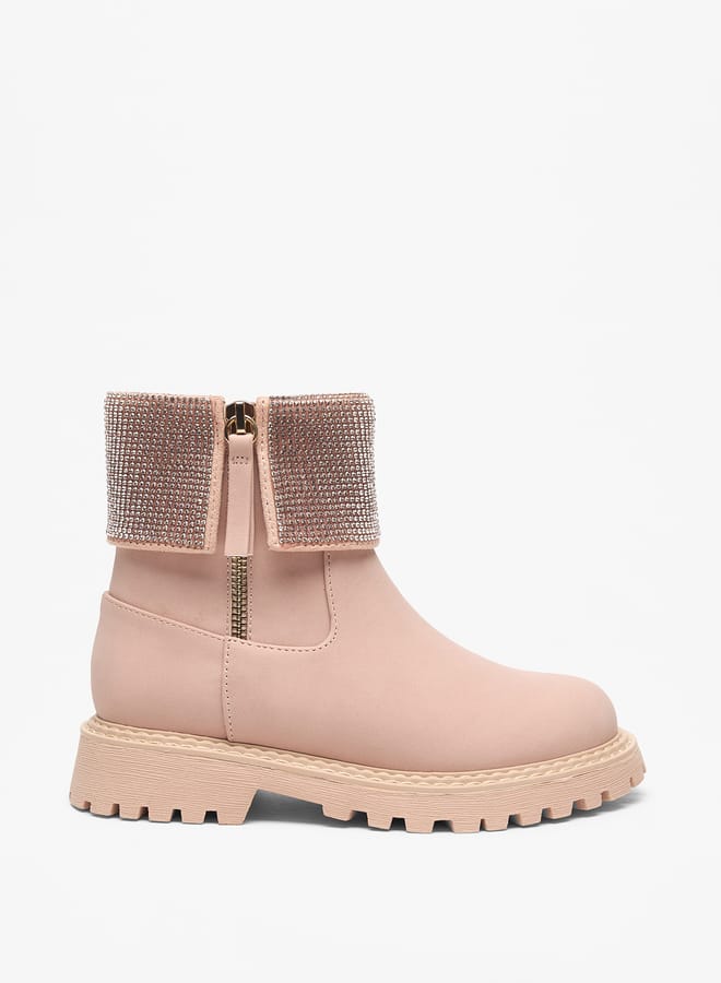 Celeste Girls Girls Embellished Ankle Boots with Zip Closure - Image 1