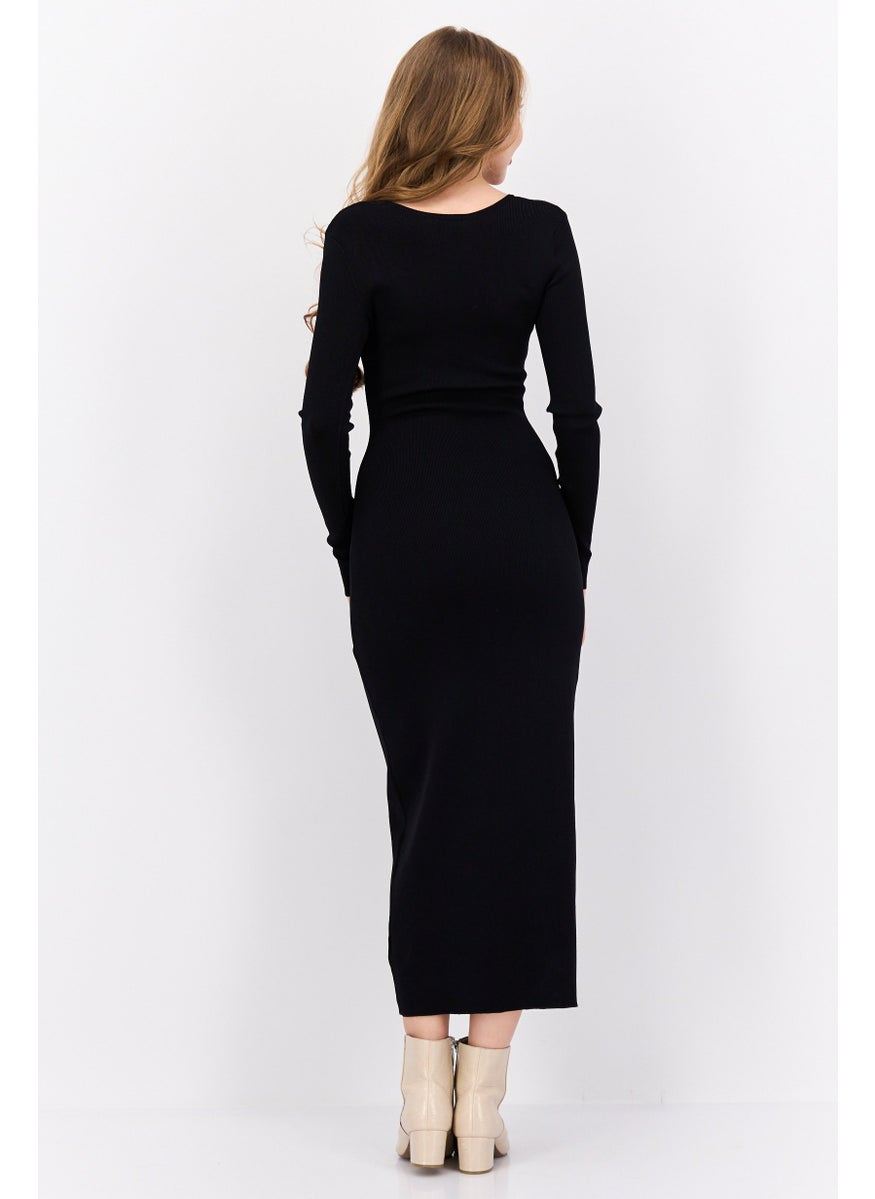 NIA Women Cut Out Maxi Dress, Black  - Image 4
