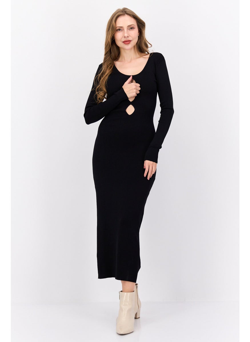 NIA Women Cut Out Maxi Dress, Black  - Image 1