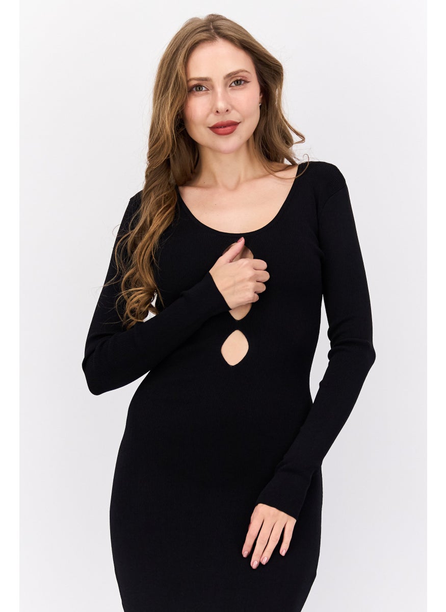 NIA Women Cut Out Maxi Dress, Black  - Image 2