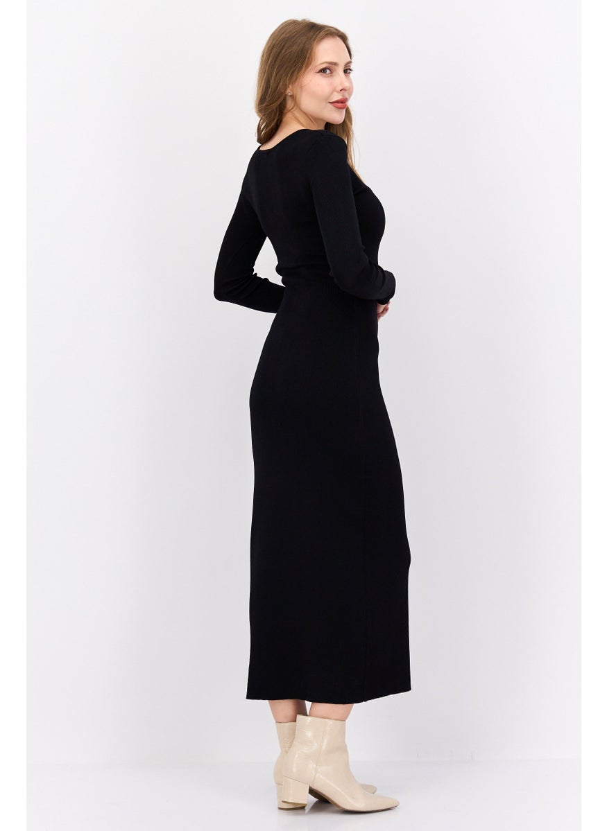 NIA Women Cut Out Maxi Dress, Black  - Image 3