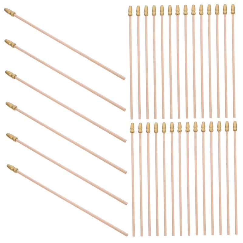 50 Pcs Mini Wooden Flag Poles 40x40x0.5 Cm With Gold Caps For DIY Decorations And Events - Image 2