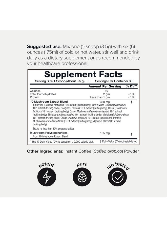 Toniiq Mushroom Coffee - Ultra High Potency 10:1 Concentrated Extract - Colombian Sourced Beans with 10 Mushroom Blend, Lion's Mane & Cordyceps - Rich & Functional Coffee Alternative - Third-Party Lab Tested - Image 2
