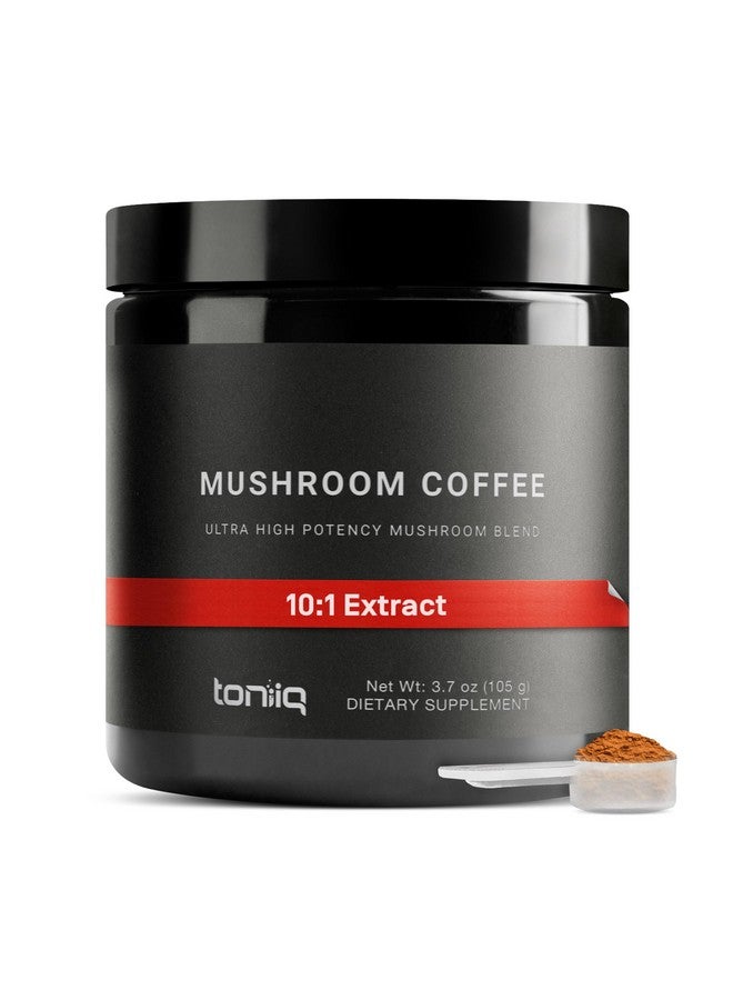 Toniiq Mushroom Coffee - Ultra High Potency 10:1 Concentrated Extract - Colombian Sourced Beans with 10 Mushroom Blend, Lion's Mane & Cordyceps - Rich & Functional Coffee Alternative - Third-Party Lab Tested - Image 1