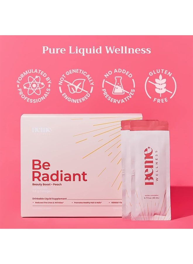 Beme BeRadiant Hydrolyzed Liquid Collagen Shot | Joint, Skin, Nail, & Hair Support in Convenient Sachet | 2500mg Hydrolyzed Fish Collagen Peptides + CoQ10 + Vitamin C | 30 Day Supply - Image 3