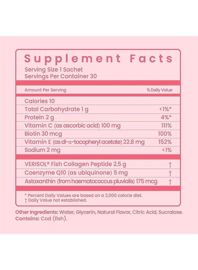 Beme BeRadiant Hydrolyzed Liquid Collagen Shot | Joint, Skin, Nail, & Hair Support in Convenient Sachet | 2500mg Hydrolyzed Fish Collagen Peptides + CoQ10 + Vitamin C | 30 Day Supply - Image 4