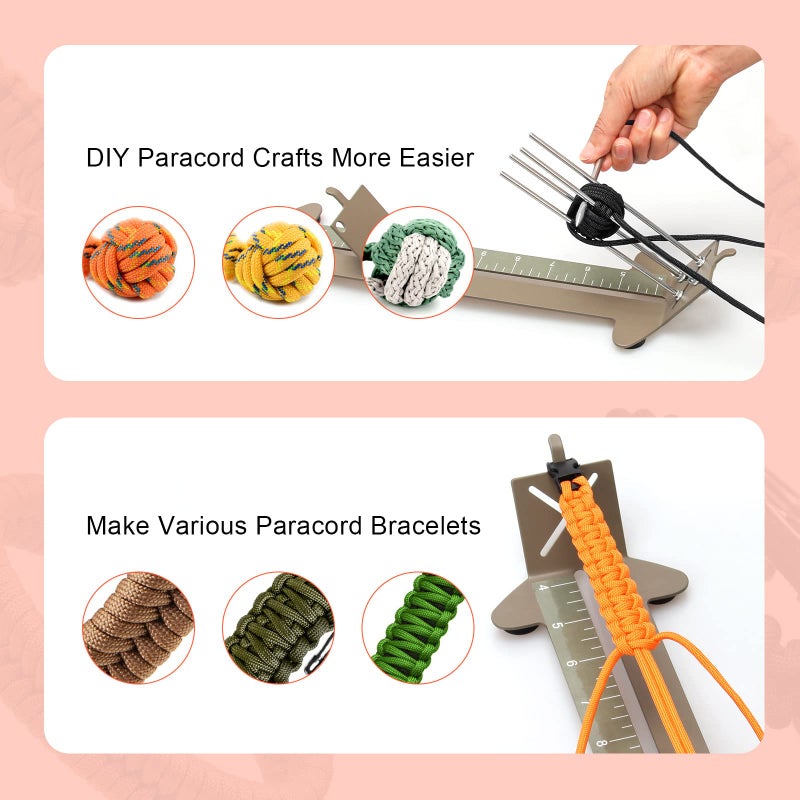 Catcan 2 in 1 Paracord Bracelet Jig, Paracord Jigs and Tools, Adjustable Length DIY Craft Bracelet Making Kit 4" to 13" with Free Cord and Buckles - Image 3