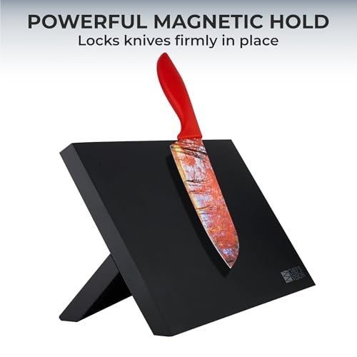 CHEF'S VISION Chef’s Vision Magnetic Knife Block - Black - Stylish Kitchen Magnetic Knife Holder - Elegant Free Standing Knife Display - Ideal for Colorful Knives - Sleek Kitchen Décor - Knife Block without knives - Image 4