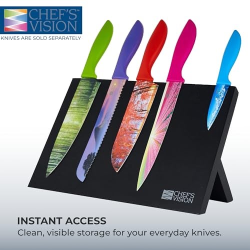 CHEF'S VISION Chef’s Vision Magnetic Knife Block - Black - Stylish Kitchen Magnetic Knife Holder - Elegant Free Standing Knife Display - Ideal for Colorful Knives - Sleek Kitchen Décor - Knife Block without knives - Image 2