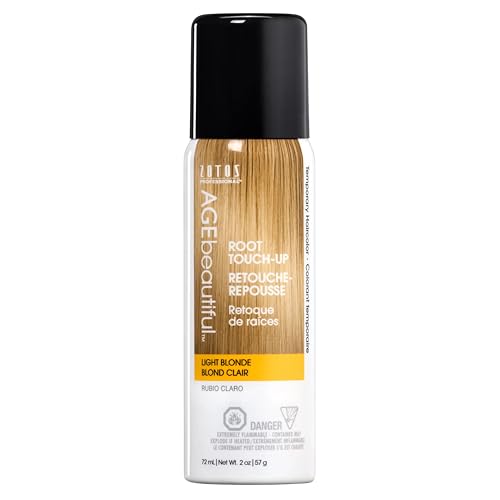 AGE beautiful Root Touch Up Hair Color Spray  TouchUp Gray Concealer  Temporary Cover Up  Adds Volume  Covers Thinning Patches  Water Sweat Stain Resistant  Light Blonde  2 Fl Oz