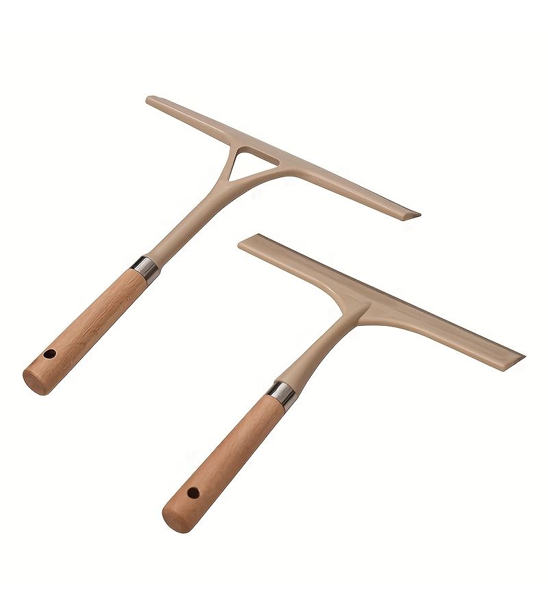 Glass Cleaner Squeegee With Wooden Handle Window Scraper Tool For Shower Door Bathroom Kitchen Multi Surface Water Removal Home Cleaning Supplies Durable Non Scratch Model L - Image 2