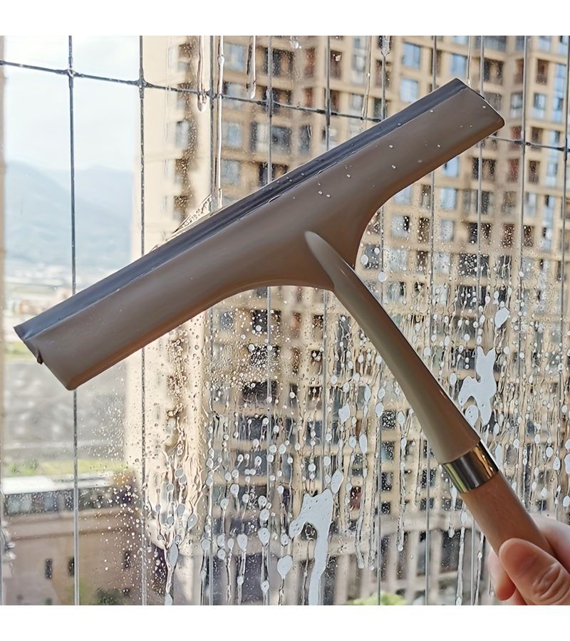 Glass Cleaner Squeegee With Wooden Handle Window Scraper Tool For Shower Door Bathroom Kitchen Multi Surface Water Removal Home Cleaning Supplies Durable Non Scratch Model L - Image 4
